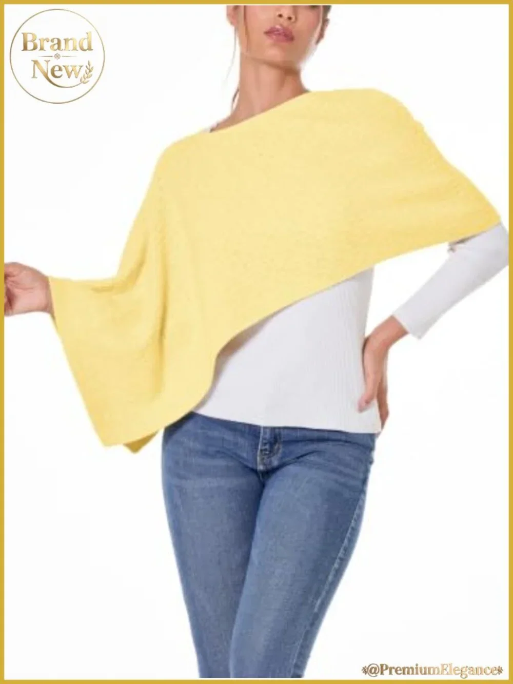 Knitted Shawl Wrap Poncho Cape Soft Acrylic Nylon Blend One Size
